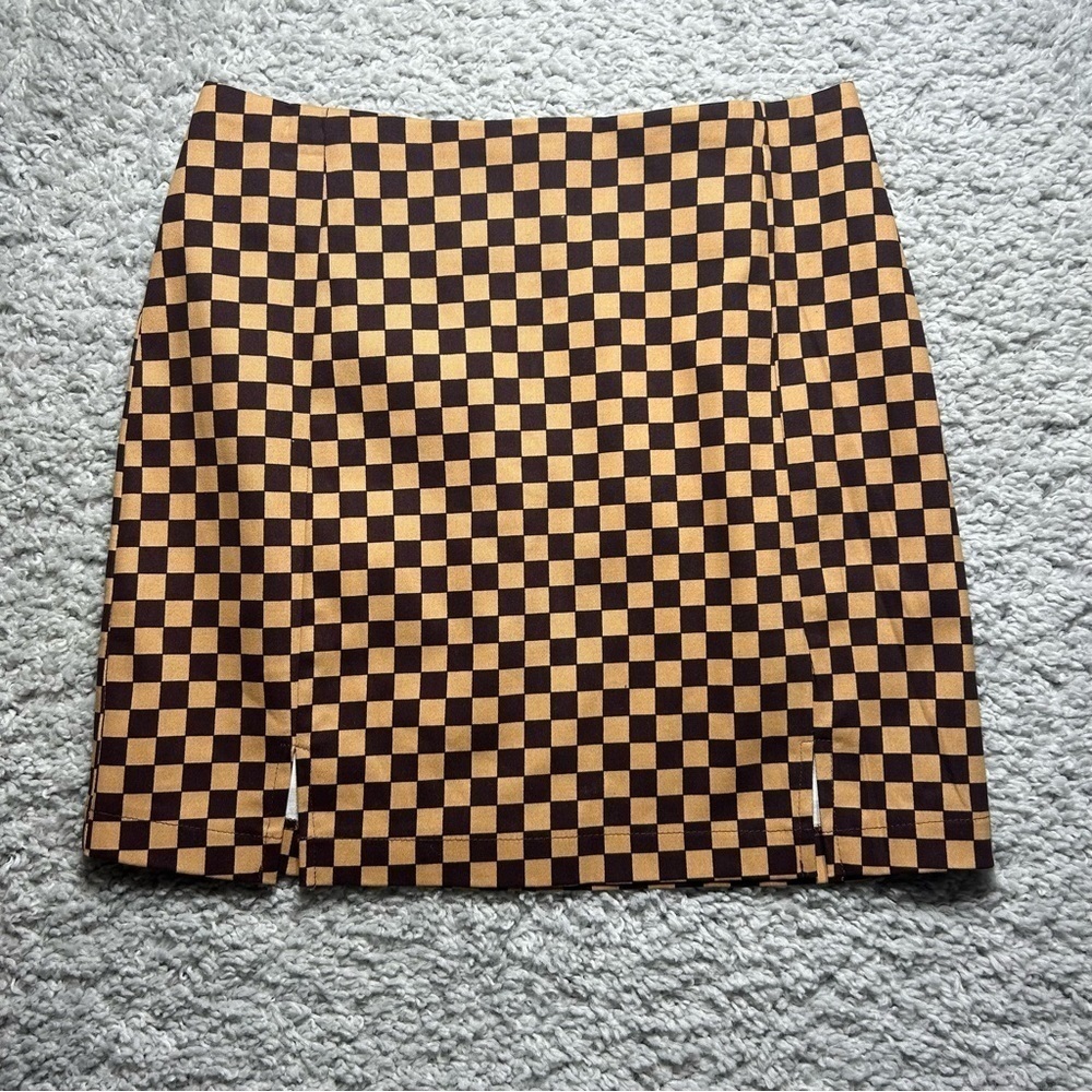 Love on a Hanger Skirt Womens 5 Mini Checkered Zip Up Party Night Out Streetwear